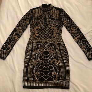 Brand new Fashion Nova black beaded NYE dress